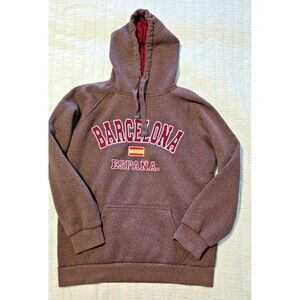 G-Crown Barcelona Espana Dark Gray Burgundy Hoodie Sweatshirt Size XL